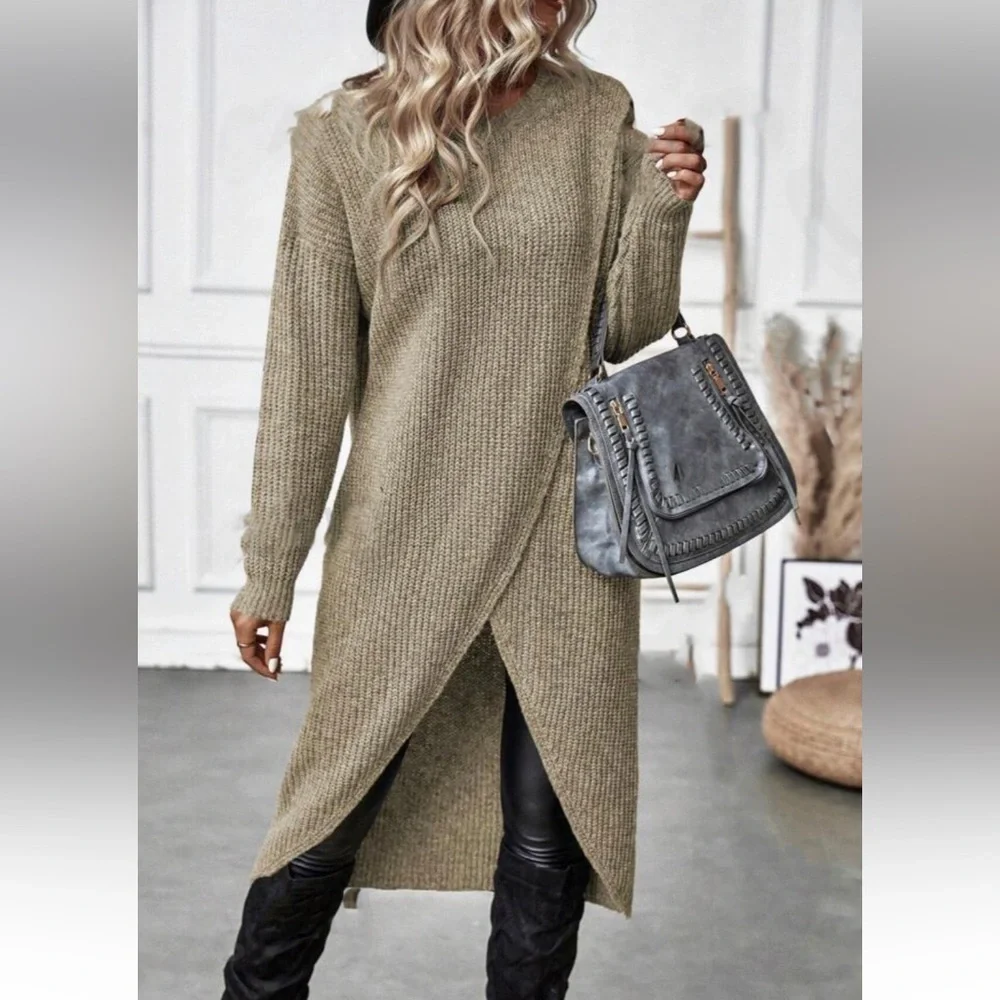 Luxe black wrap hem sweater
